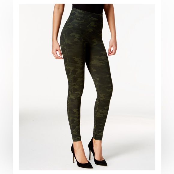 Spanx Camo Olive Green Black Look at me now seamless high rise leggings Medium - Picture 3 of 9